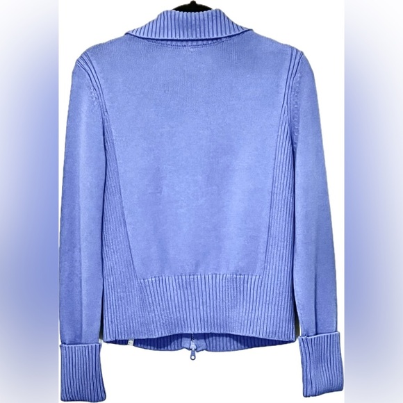 T by Talbots Johnny Collar Knit Jacket/Sweater, Purple, Size SP, NWOT - Picture 3 of 10